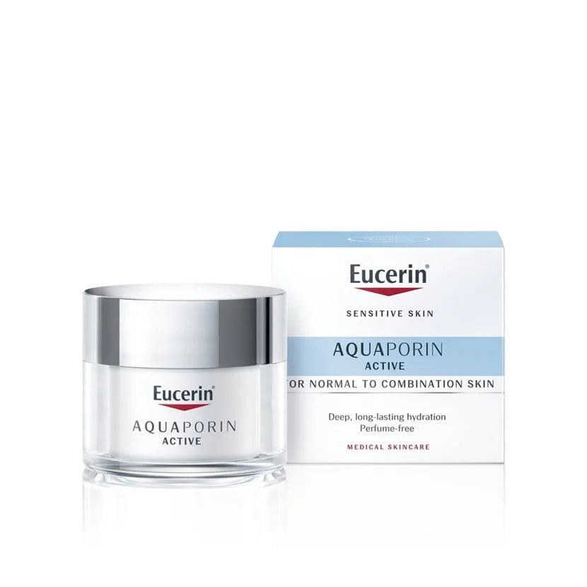 Eucerin Aquaporin Active Light Face Day Cream with Gluco-Glycerol, Intense 24-Hour Hydration for Supple & Soft Skin, Ideal Make-Up Base, Non-Comedogenic, for Normal to Combination Skin, 50ml