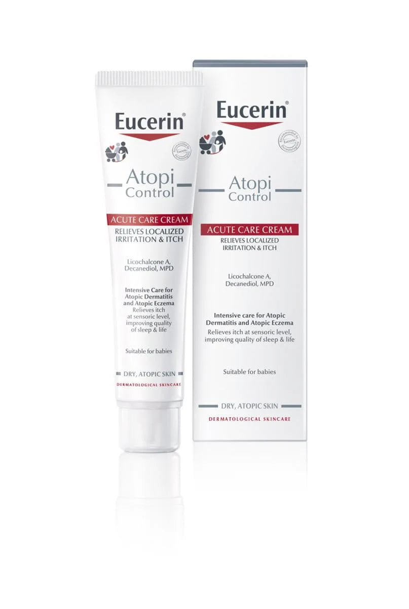 Eucerin AtopiControl Acute Care Body Cream with Ceramides, Relieves Locatized Irritation & Itch, Intensive Care for Dry, Atopic and Sensitive Skin, Fragrance and Paraben-Free, 40ml