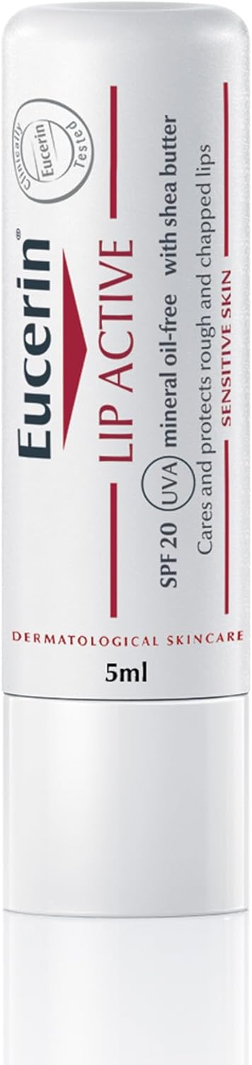 Eucerin pH5 Lip Active Balm with Dexpanthenol and Vitamin E, Lip Care for Rough Lips, UVA & UVB Protection, SPF 20, Soothes, Moisturizes and Protects, for Dry & Dehydrated Lips, 4.8g