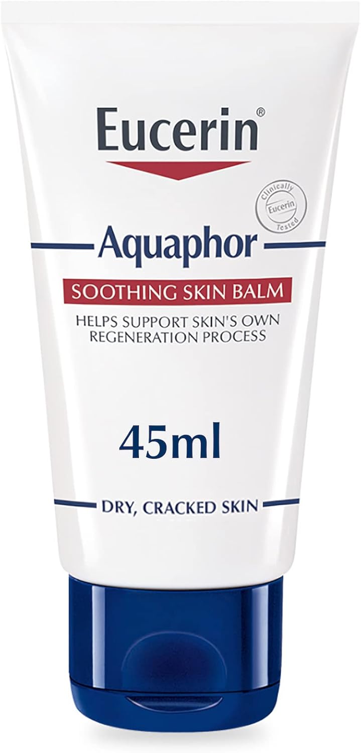 Eucerin Aquaphor Soothing Body Skin Balm with Glycerin and Panthenol, Daily Moisture, Repairs Very Dry, Cracked & Irritated and Damaged Skin, Faster Skin Regeneration, Fragrance-Free, 45ml