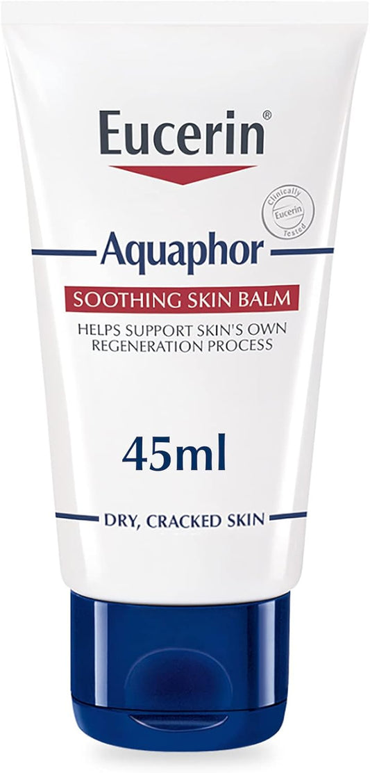 Eucerin Aquaphor Soothing Body Skin Balm with Glycerin and Panthenol, Daily Moisture, Repairs Very Dry, Cracked & Irritated and Damaged Skin, Faster Skin Regeneration, Fragrance-Free, 45ml