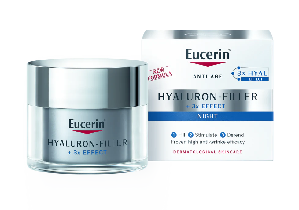 Eucerin Hyaluron Filler Anti-Aging Face Night Cream with Hyaluronic Acid, Plumps up Deep Wrinkles, For Smoother and Radiant Skin, Moisturizer for All Skin Types, 50ml