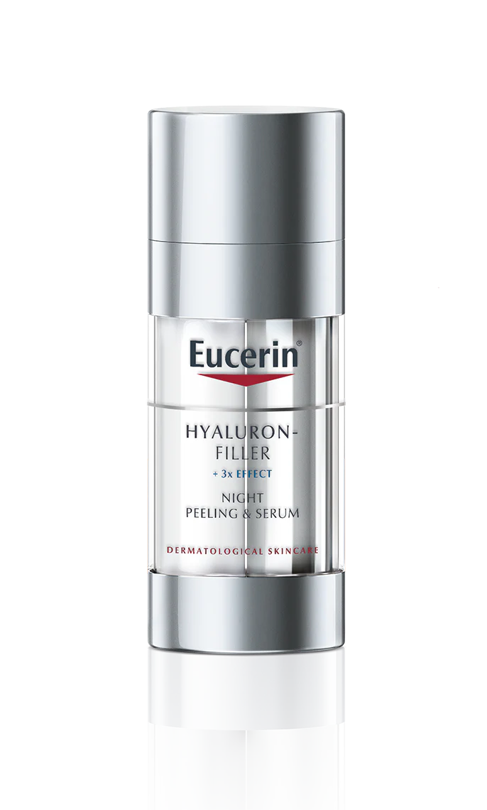Eucerin Hyaluron Filler Anti-Aging Night Peeling & Moisturizing Serum for Face with Hyaluronic Acid, Plumps up Deep Wrinkles, Exfoliates and Refines Skin Texture for All Skin Types, 30ml