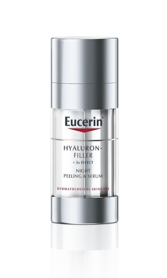 Eucerin Hyaluron Filler Anti-Aging Night Peeling & Moisturizing Serum for Face with Hyaluronic Acid, Plumps up Deep Wrinkles, Exfoliates and Refines Skin Texture for All Skin Types, 30ml