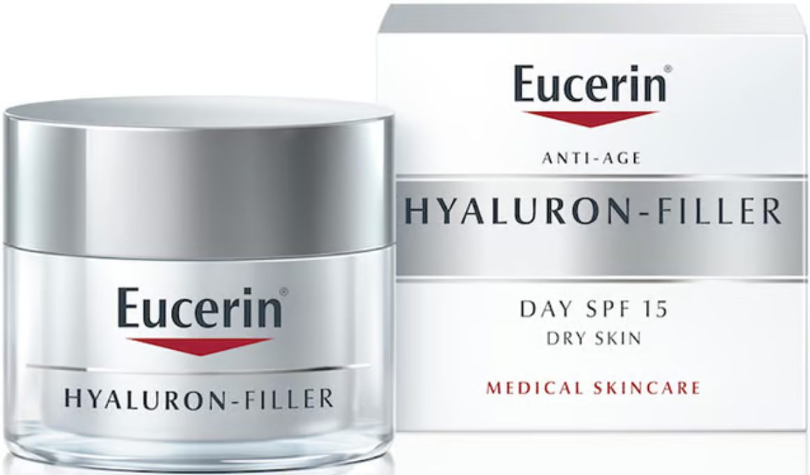 Eucerin Hyaluron Filler Anti-Aging Face Day Cream with Hyaluronic Acid, Plumps up Deep Wrinkles, UVA & UVB Protection, SPF 15, Moisturizer for Dry Skin, 50ml